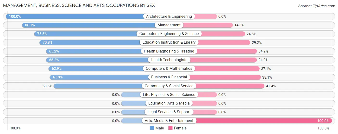 Management, Business, Science and Arts Occupations by Sex in Wetherington