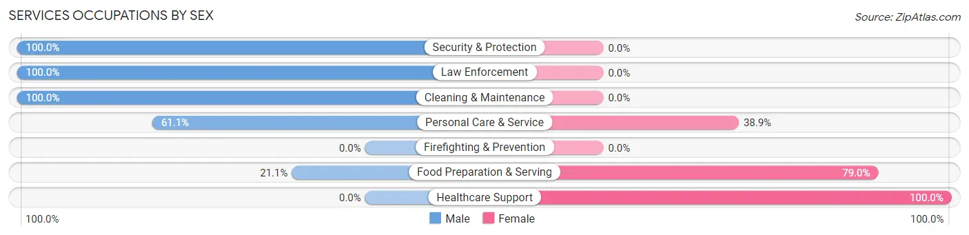 Services Occupations by Sex in Winchester