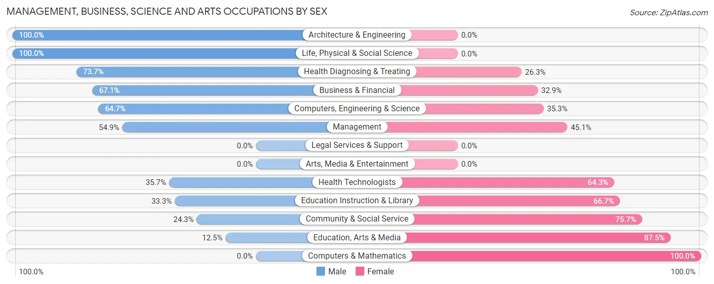 Management, Business, Science and Arts Occupations by Sex in Wintersville