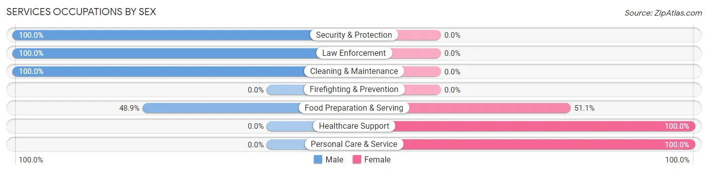 Services Occupations by Sex in Woodsfield