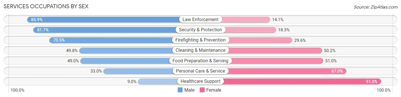 Services Occupations by Sex in Youngstown