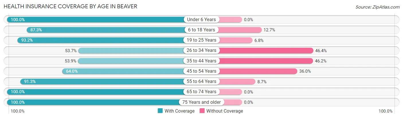 Health Insurance Coverage by Age in Beaver
