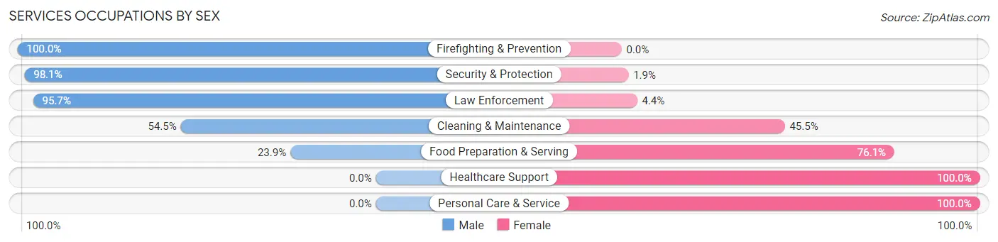 Services Occupations by Sex in Blanchard