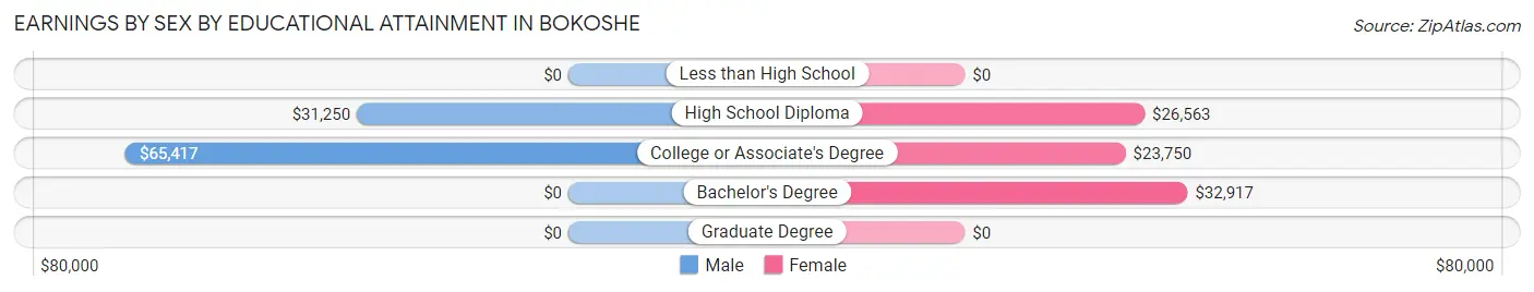 Earnings by Sex by Educational Attainment in Bokoshe