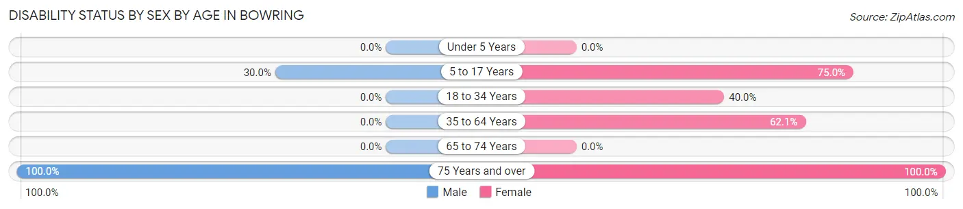 Disability Status by Sex by Age in Bowring