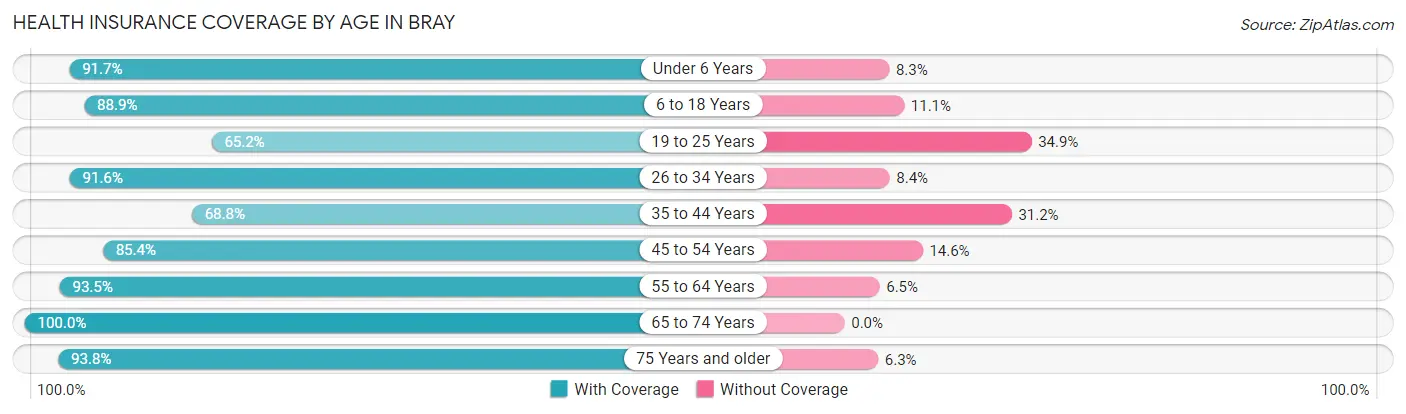 Health Insurance Coverage by Age in Bray