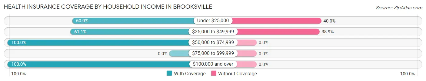 Health Insurance Coverage by Household Income in Brooksville