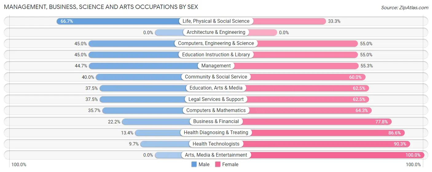 Management, Business, Science and Arts Occupations by Sex in Byng