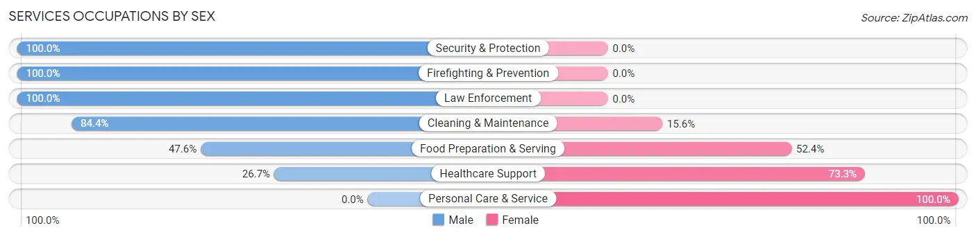 Services Occupations by Sex in Colbert