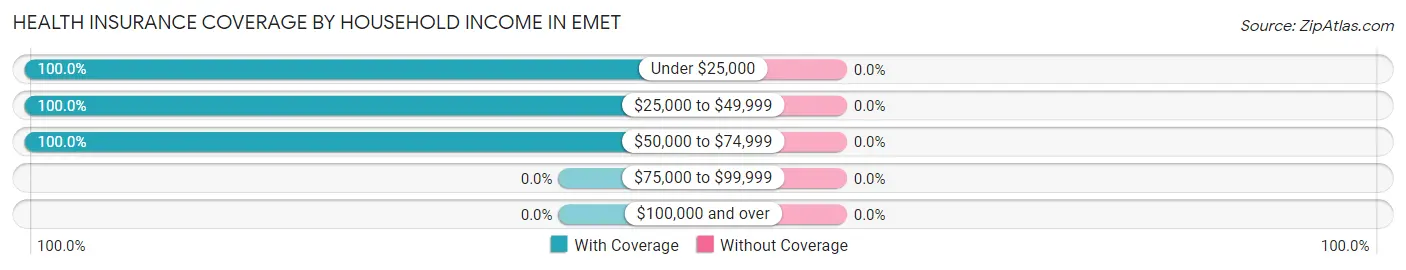 Health Insurance Coverage by Household Income in Emet