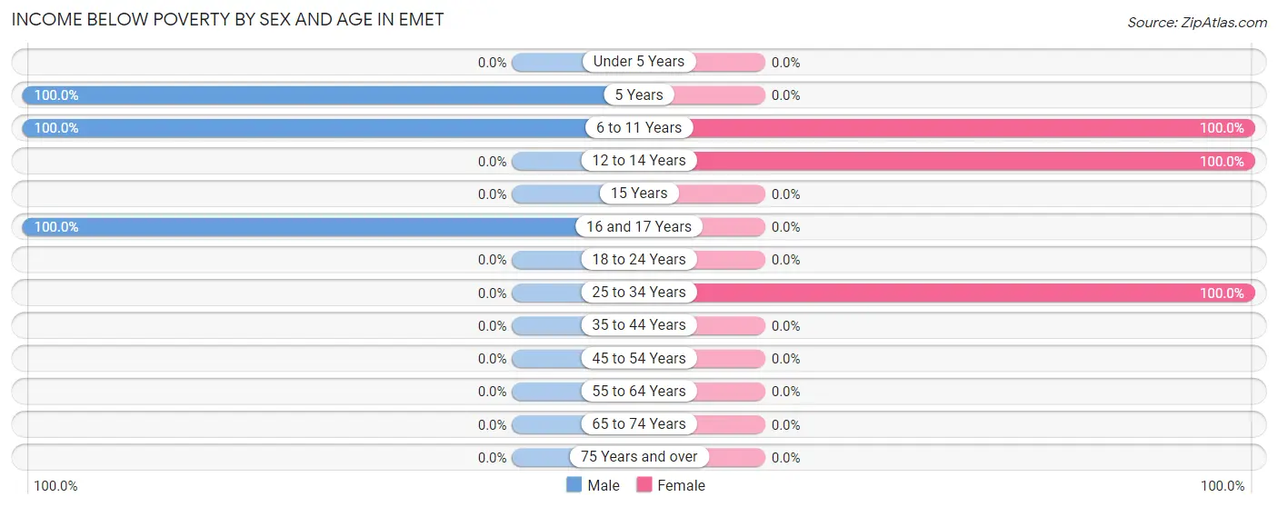 Income Below Poverty by Sex and Age in Emet