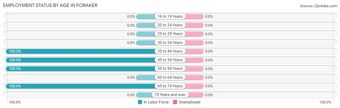 Employment Status by Age in Foraker