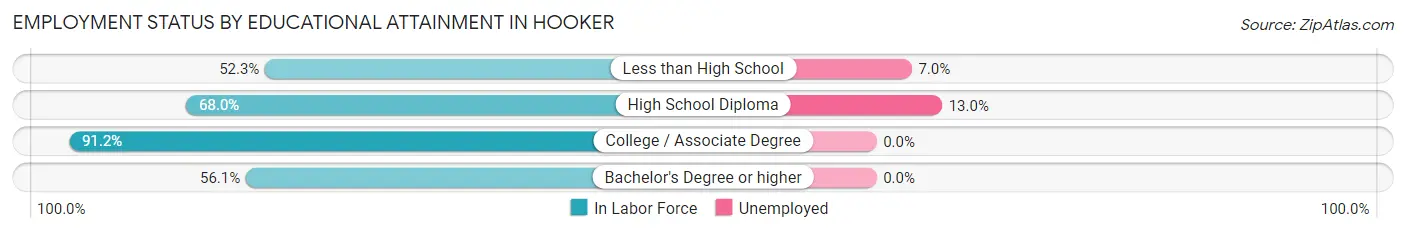 Employment Status by Educational Attainment in Hooker