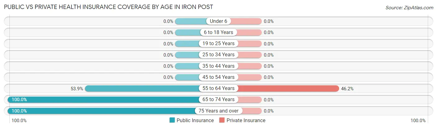 Public vs Private Health Insurance Coverage by Age in Iron Post
