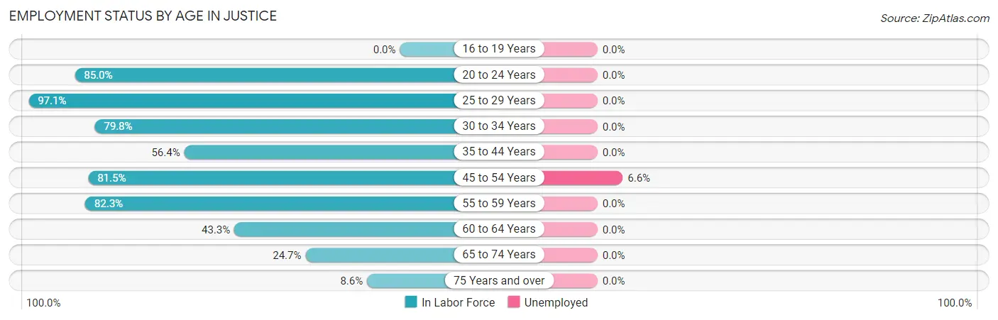 Employment Status by Age in Justice