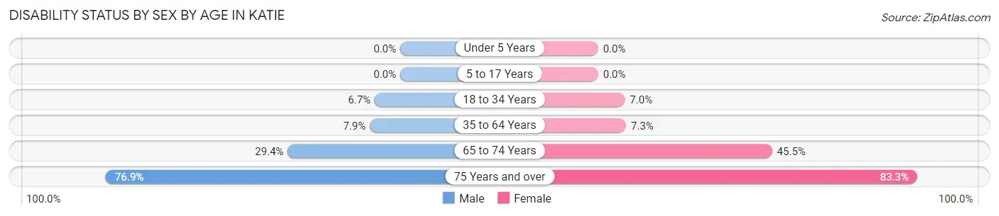 Disability Status by Sex by Age in Katie