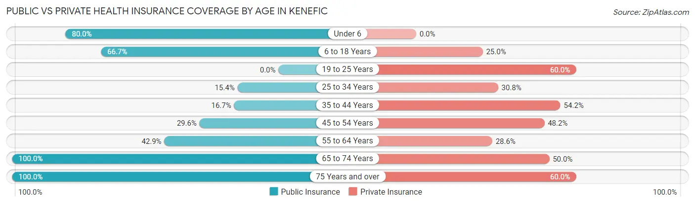 Public vs Private Health Insurance Coverage by Age in Kenefic