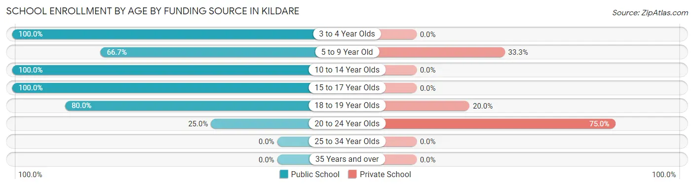 School Enrollment by Age by Funding Source in Kildare