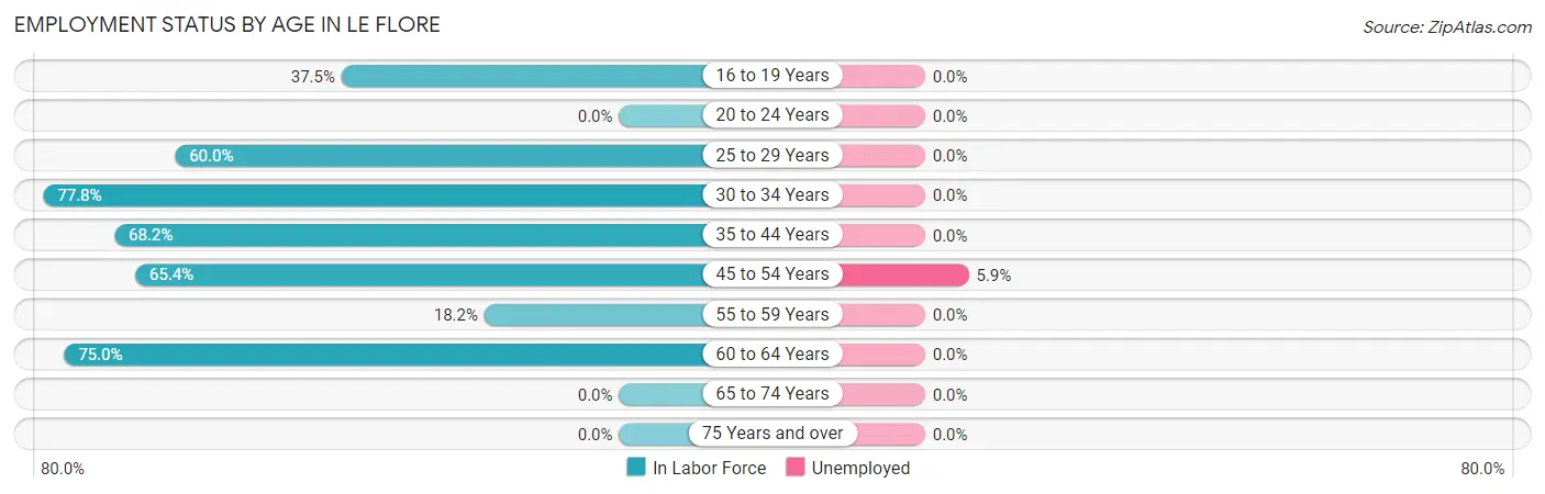 Employment Status by Age in Le Flore