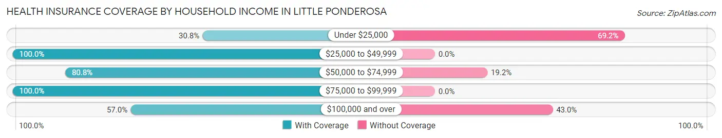 Health Insurance Coverage by Household Income in Little Ponderosa