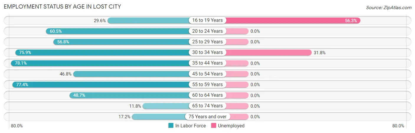 Employment Status by Age in Lost City