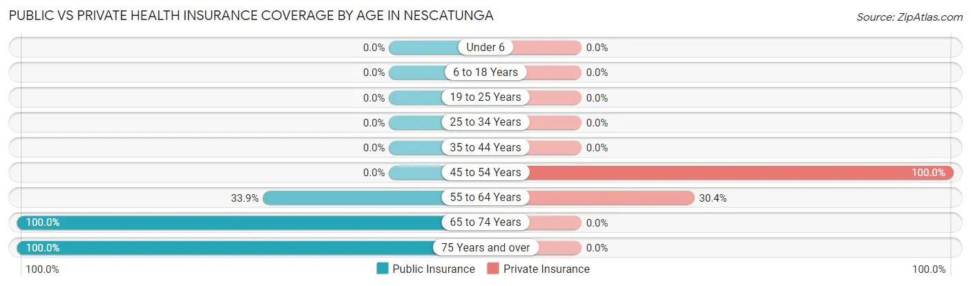 Public vs Private Health Insurance Coverage by Age in Nescatunga