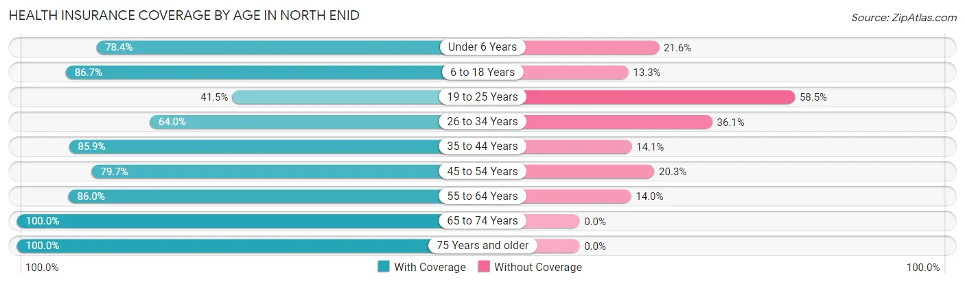 Health Insurance Coverage by Age in North Enid