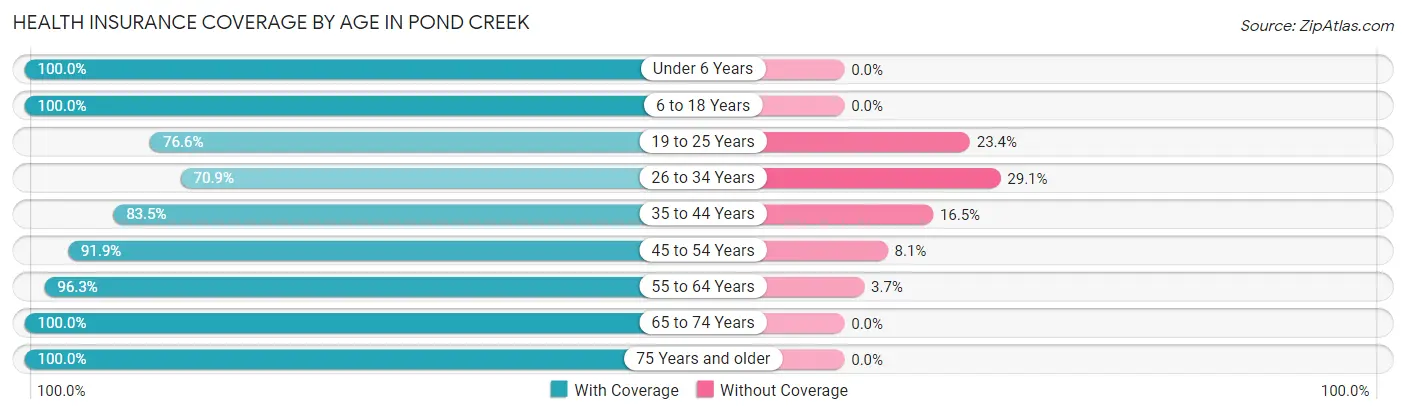 Health Insurance Coverage by Age in Pond Creek