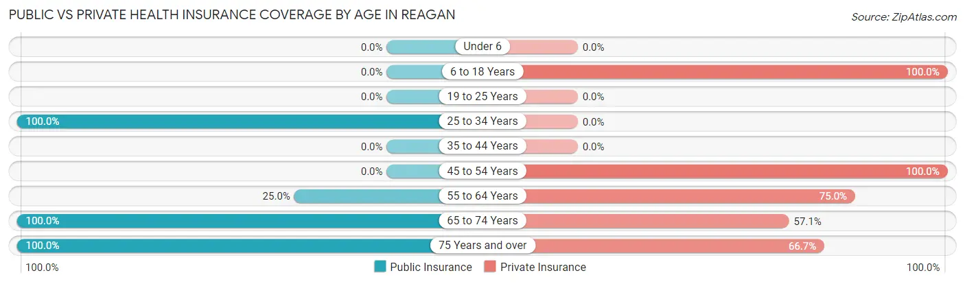 Public vs Private Health Insurance Coverage by Age in Reagan
