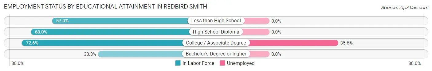 Employment Status by Educational Attainment in Redbird Smith