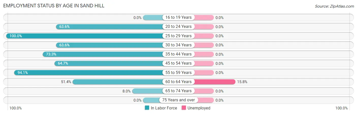 Employment Status by Age in Sand Hill