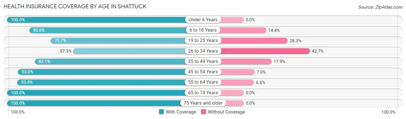 Health Insurance Coverage by Age in Shattuck
