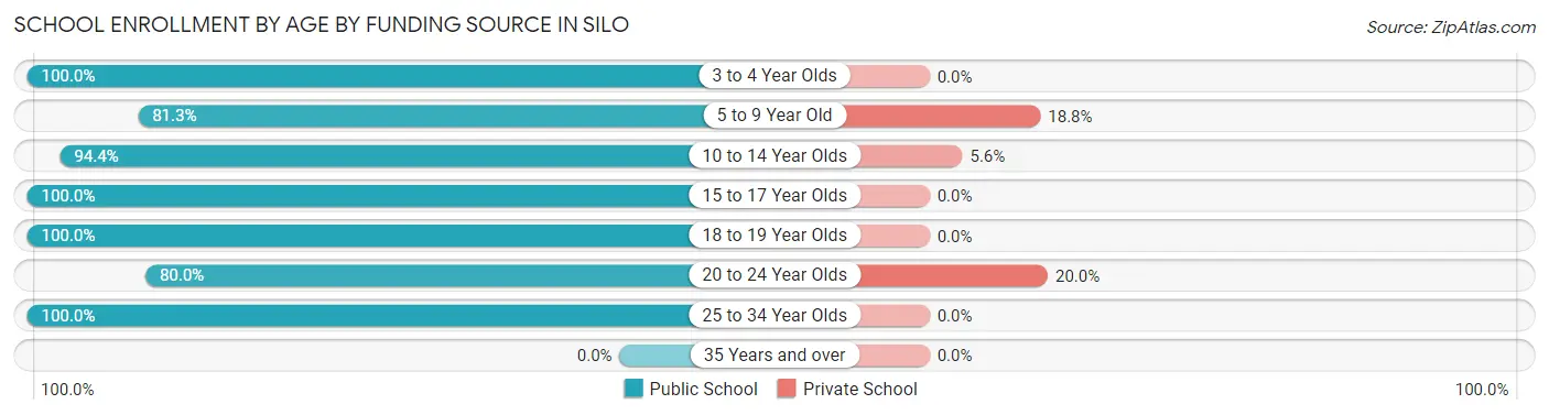 School Enrollment by Age by Funding Source in Silo