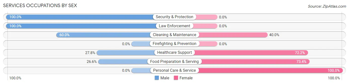 Services Occupations by Sex in Spiro