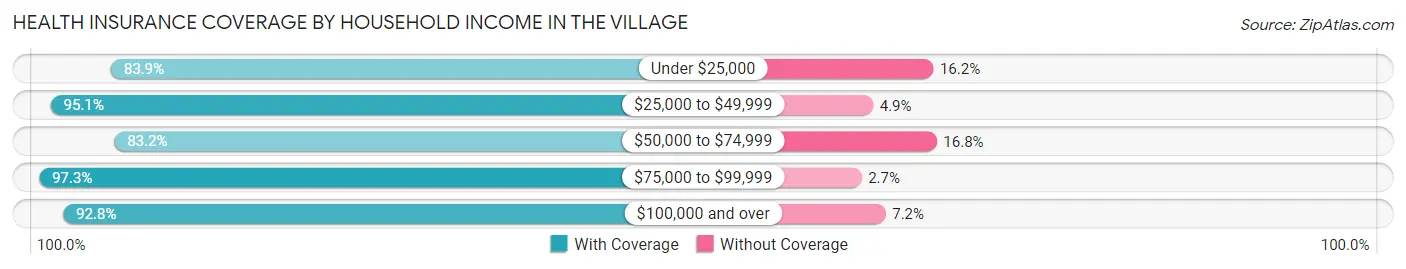 Health Insurance Coverage by Household Income in The Village