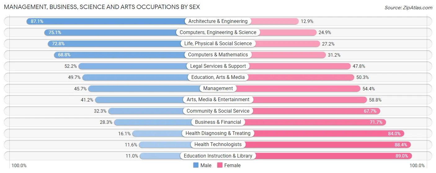 Management, Business, Science and Arts Occupations by Sex in The Village
