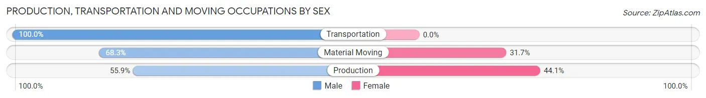 Production, Transportation and Moving Occupations by Sex in Valley Brook