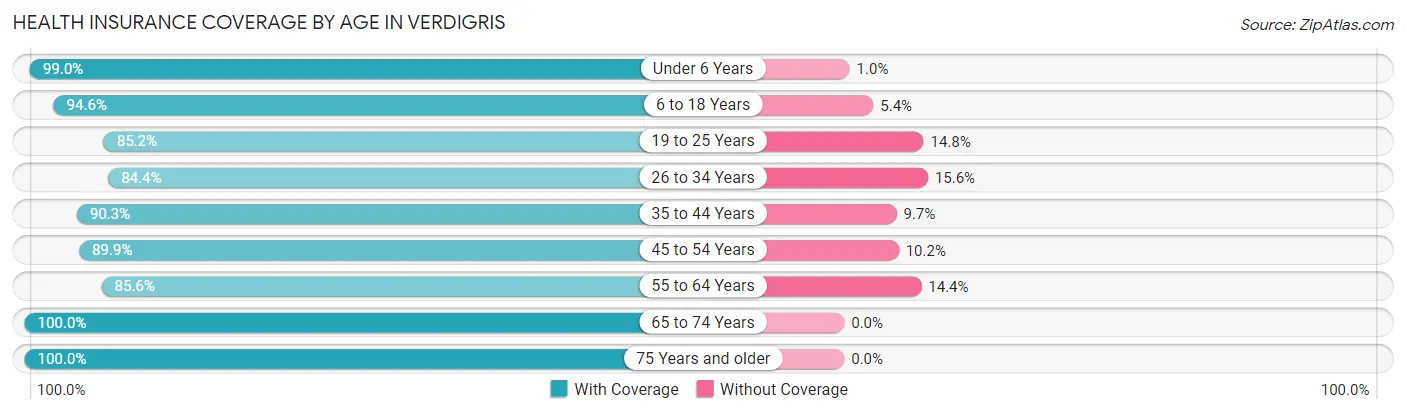 Health Insurance Coverage by Age in Verdigris