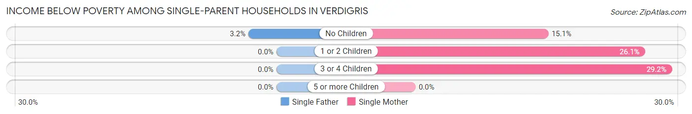 Income Below Poverty Among Single-Parent Households in Verdigris
