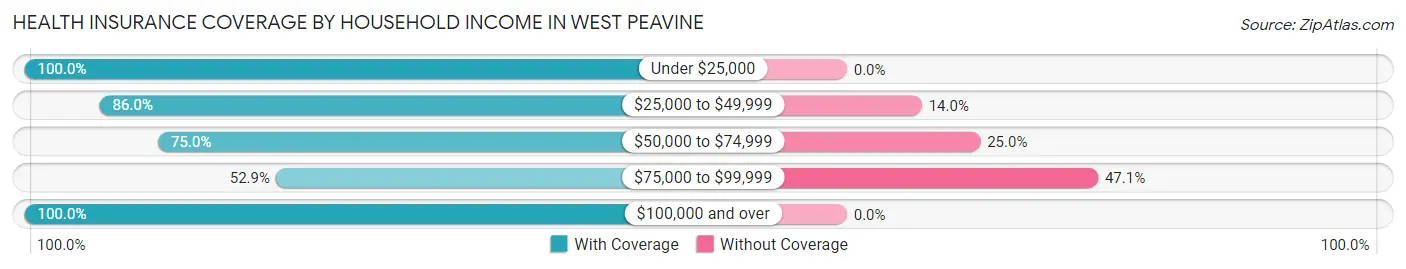 Health Insurance Coverage by Household Income in West Peavine