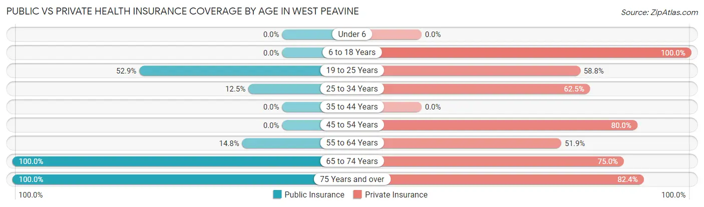 Public vs Private Health Insurance Coverage by Age in West Peavine