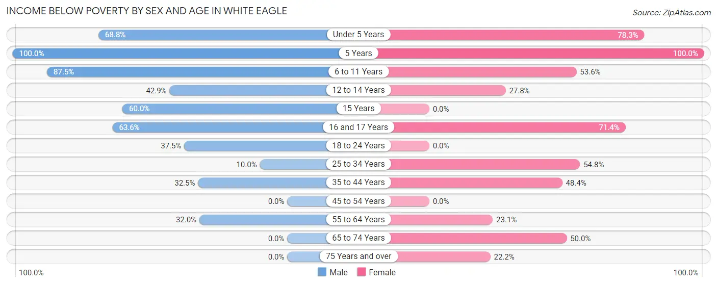 Income Below Poverty by Sex and Age in White Eagle