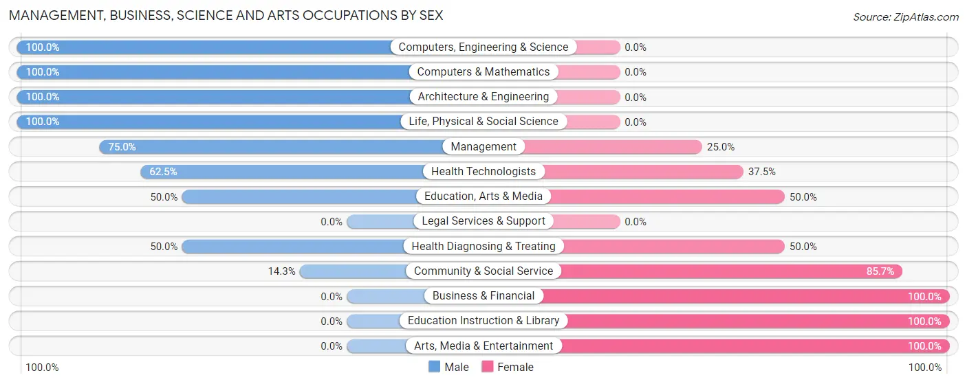 Management, Business, Science and Arts Occupations by Sex in Winchester