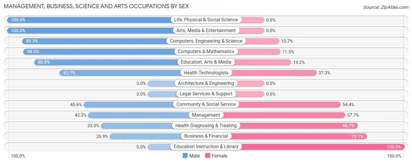 Management, Business, Science and Arts Occupations by Sex in Bay City