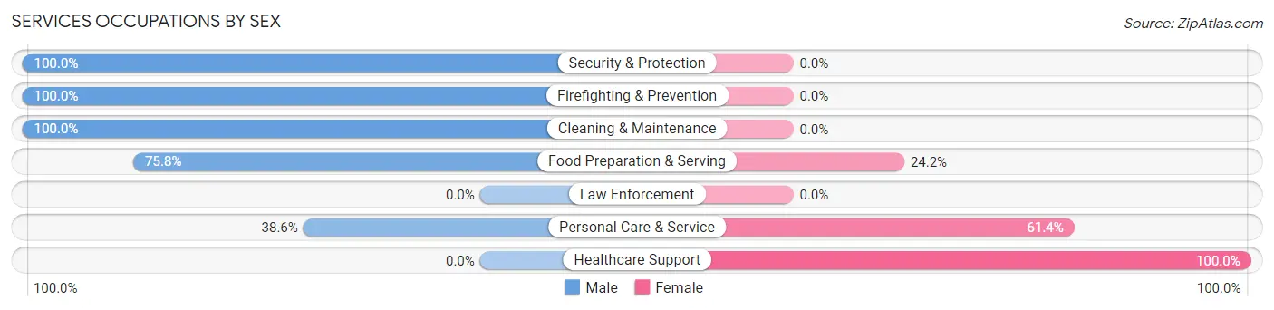 Services Occupations by Sex in Bunker Hill