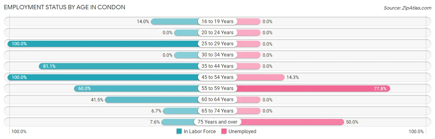 Employment Status by Age in Condon