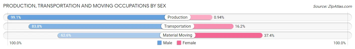 Production, Transportation and Moving Occupations by Sex in Dallas