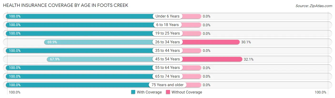 Health Insurance Coverage by Age in Foots Creek