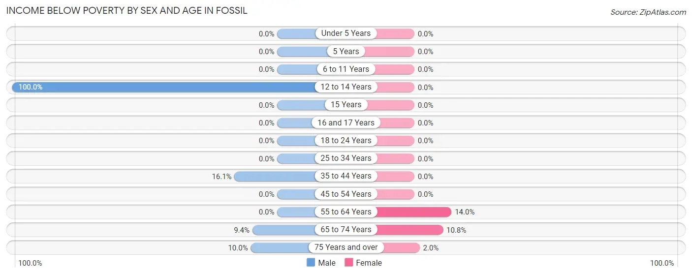 Income Below Poverty by Sex and Age in Fossil