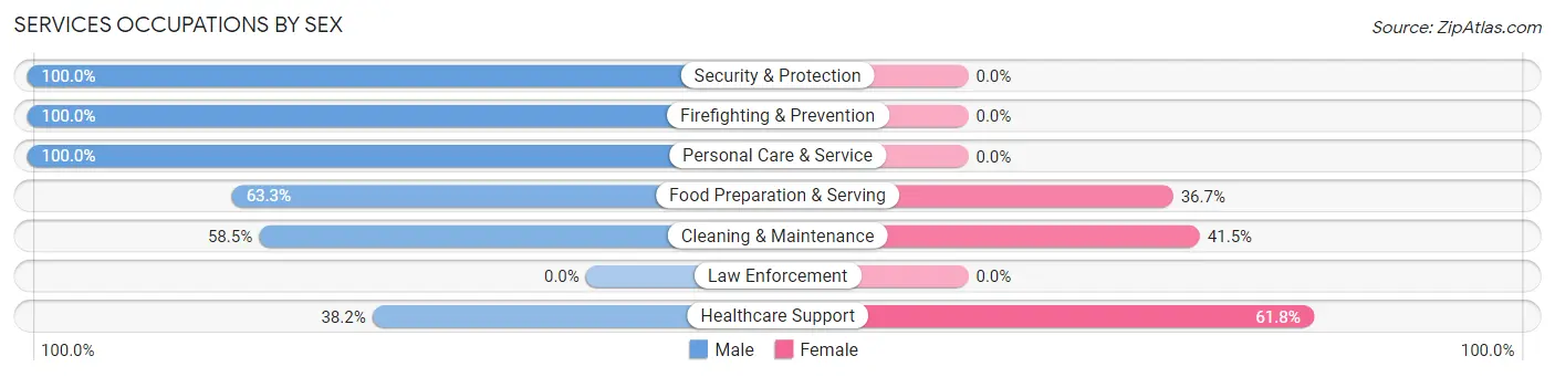 Services Occupations by Sex in Gearhart